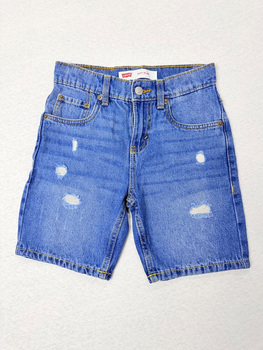 Levi's 511 Slim Boys' Mid-Rise Denim Shorts with Adjustable Waist Size 10